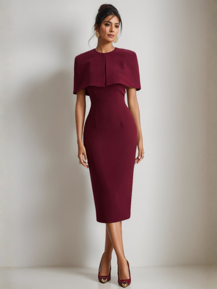Trompette/Sirène Longueur Genou Robe de Soirée à fines bretelles avec fente dos et cape petite