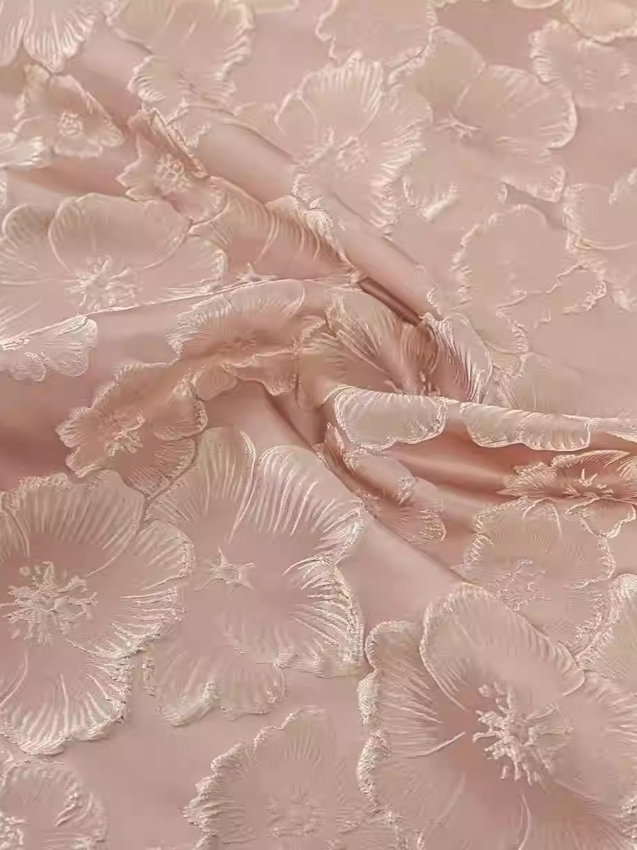 Robe Mère de la Mariée, Forme A-Ligne/Princesse, Col en V, Jacquard, Manches Courtes, Floral, Longueur à la Cheville