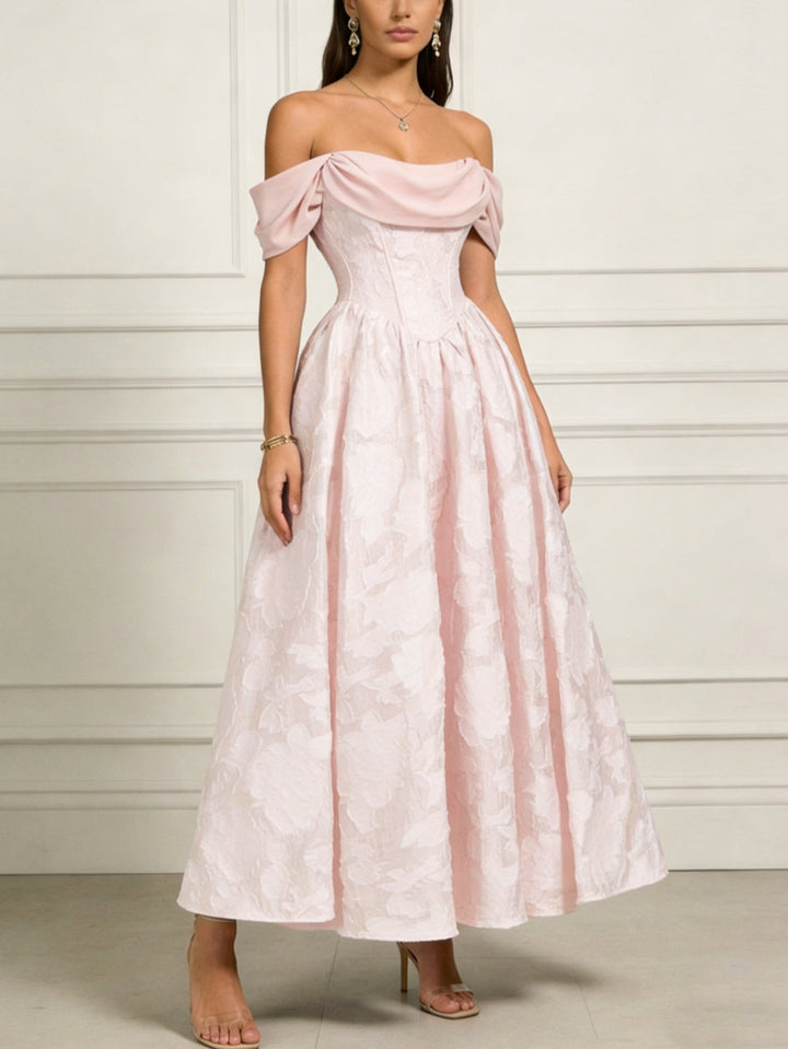Robe cocktail ligne A manches tombantes, dentelle florale, sans manches, longueur cheville