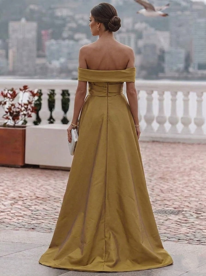Robe de Soirée Gaine/Colonne Bustier Satin Manches Courtes Longueur au Sol Dentelle Florale