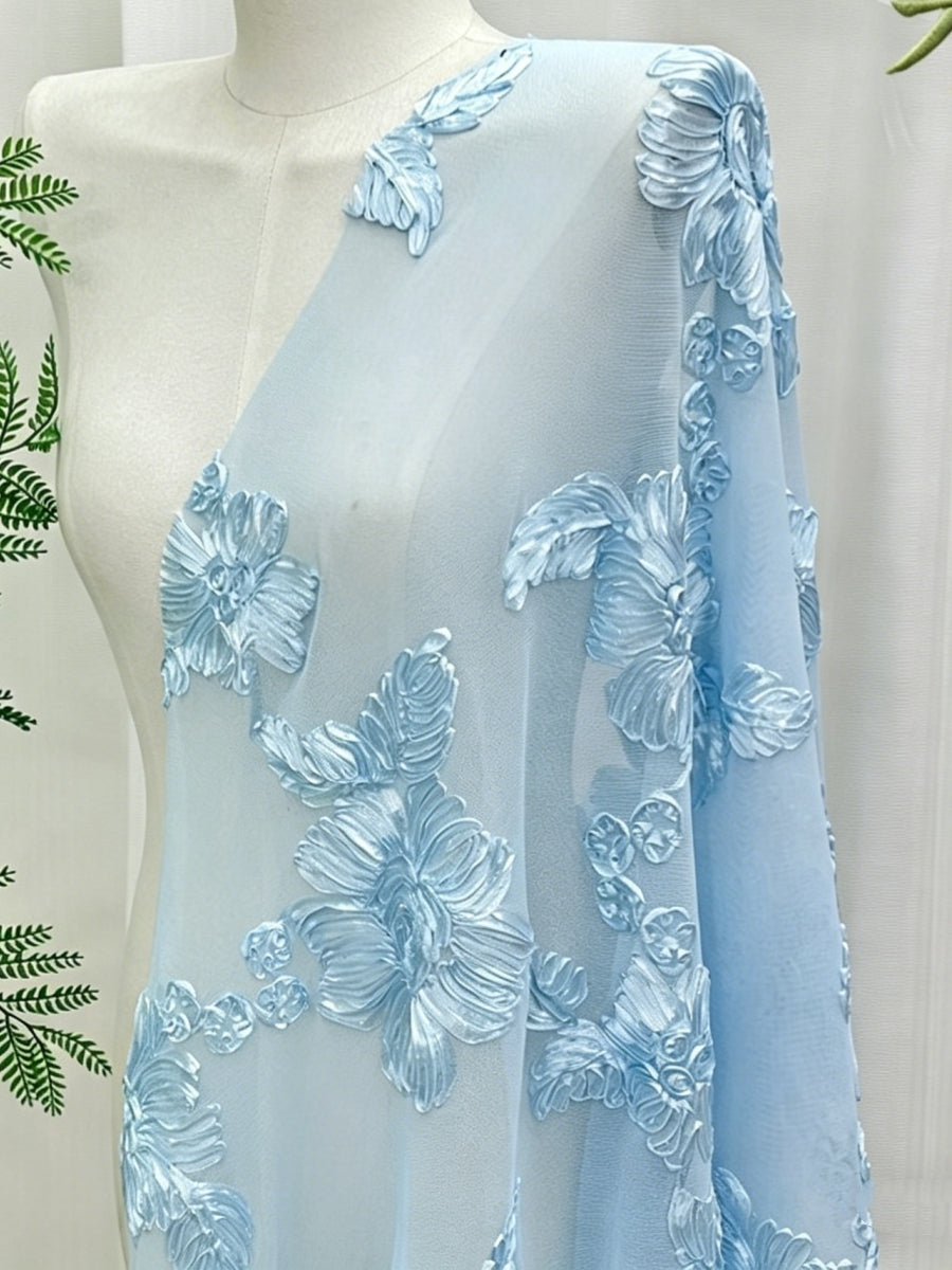 Robe Mère de la Mariée, Forme Fourreau/Colonne, Col Rond, Dentelle Florale, avec Veste, Manches 3/4, Fleurs, Longueur du Thé