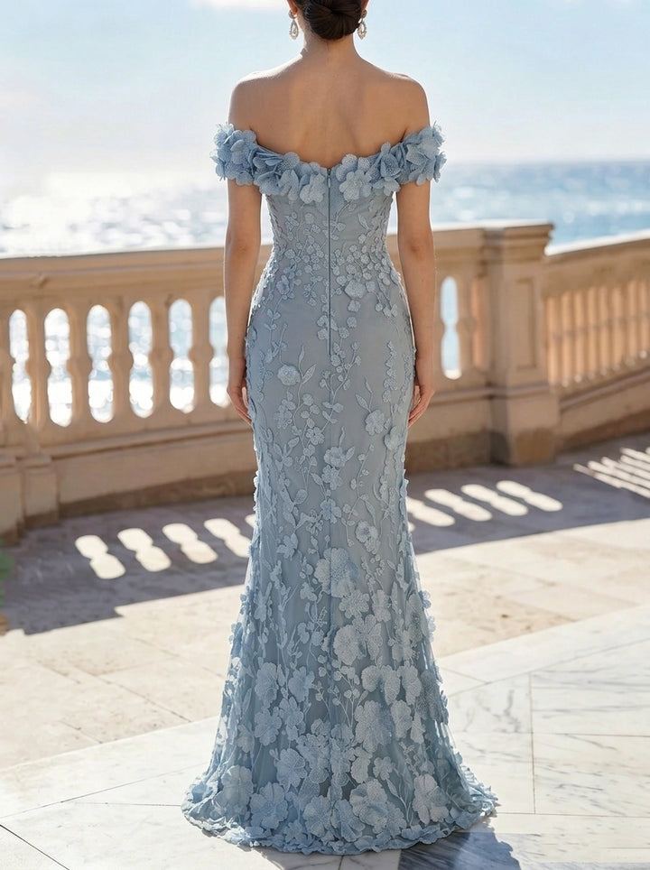 Robe de Soirée Trompette/Sirène Bustier Sans Manches Longueur au Sol Florale