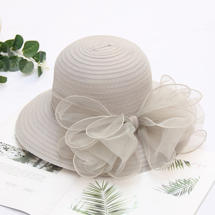 Fascinators Organza Holiday Beach Élégant Vintage avec Appliques de Couleur Pure Coiffe avec Bowknot