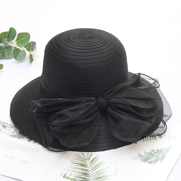 Fascinators Organza Holiday Beach Élégant Vintage avec Appliques de Couleur Pure Coiffe avec Bowknot