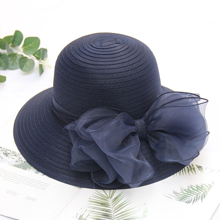 Fascinators Organza Holiday Beach Élégant Vintage avec Appliques de Couleur Pure Coiffe avec Bowknot