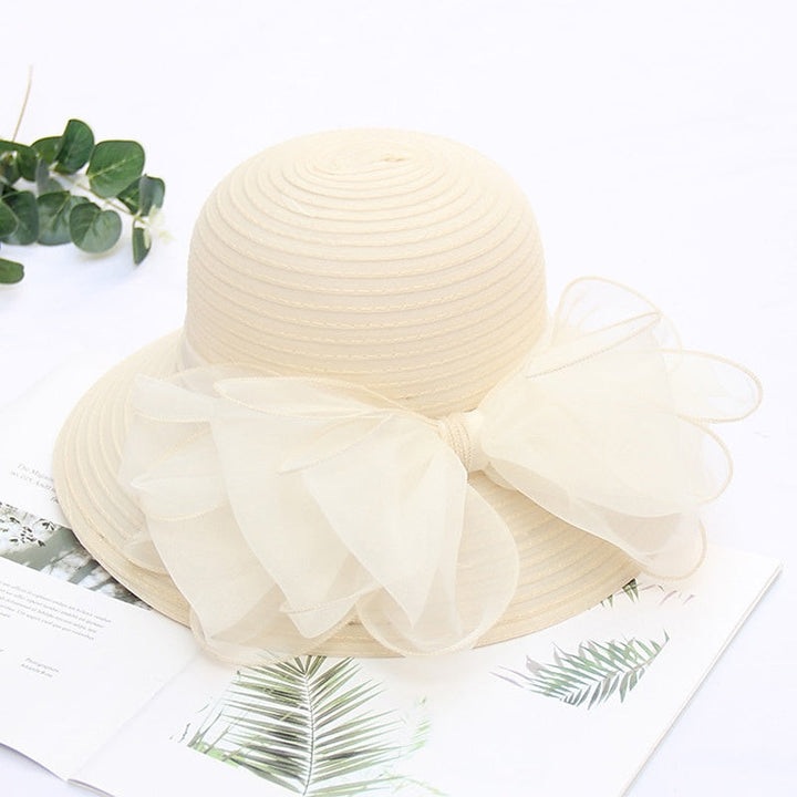 Fascinators Organza Holiday Beach Élégant Vintage avec Appliques de Couleur Pure Coiffe avec Bowknot