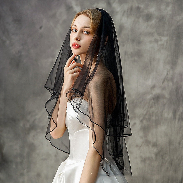 Voile de Mariée à Deux Niveaux / Voiles de Coude avec Tulle Fleuri