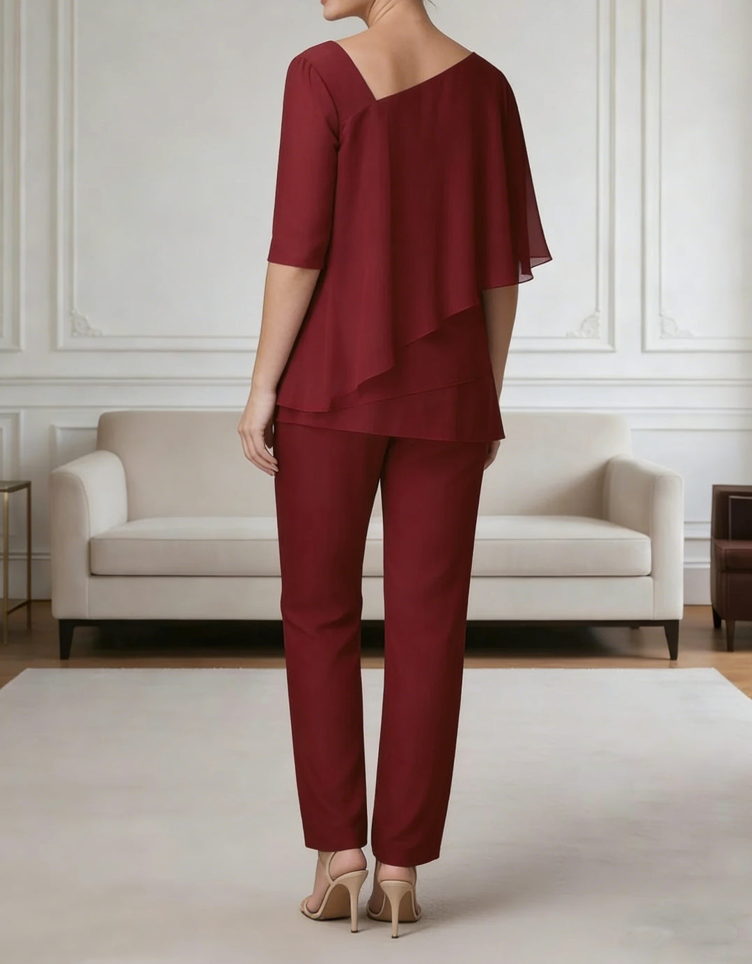 Ensemble pantalon 2 pièces mousseline mère de la mariée