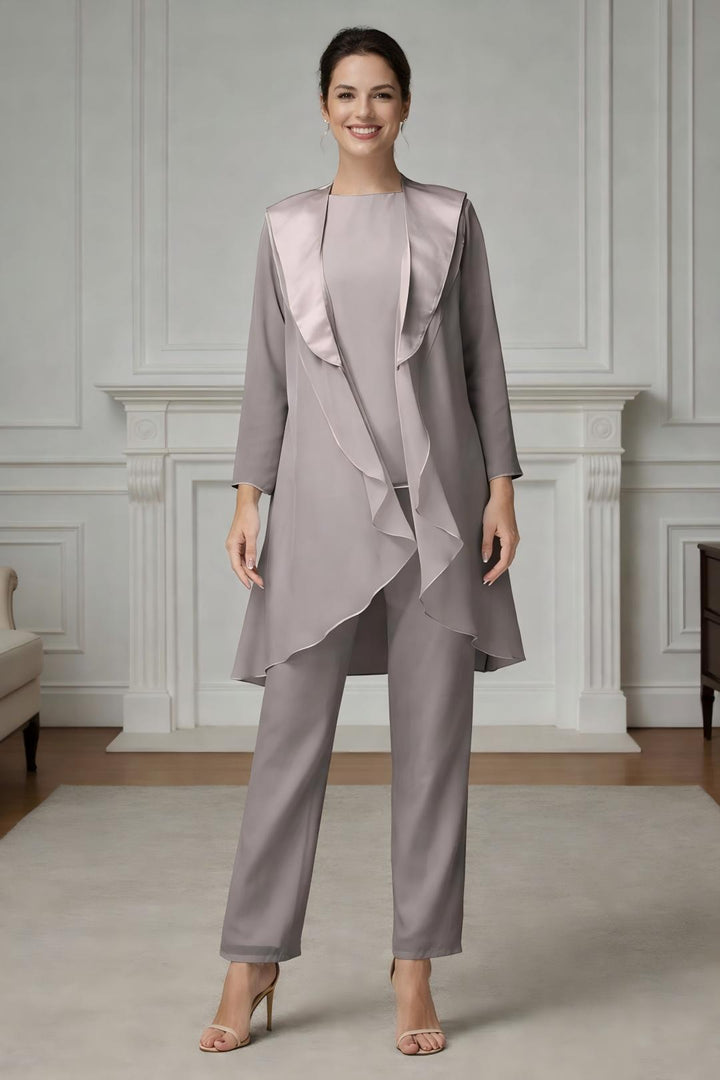 Ensemble pantalon 3 pièces mousseline mère de la mariée