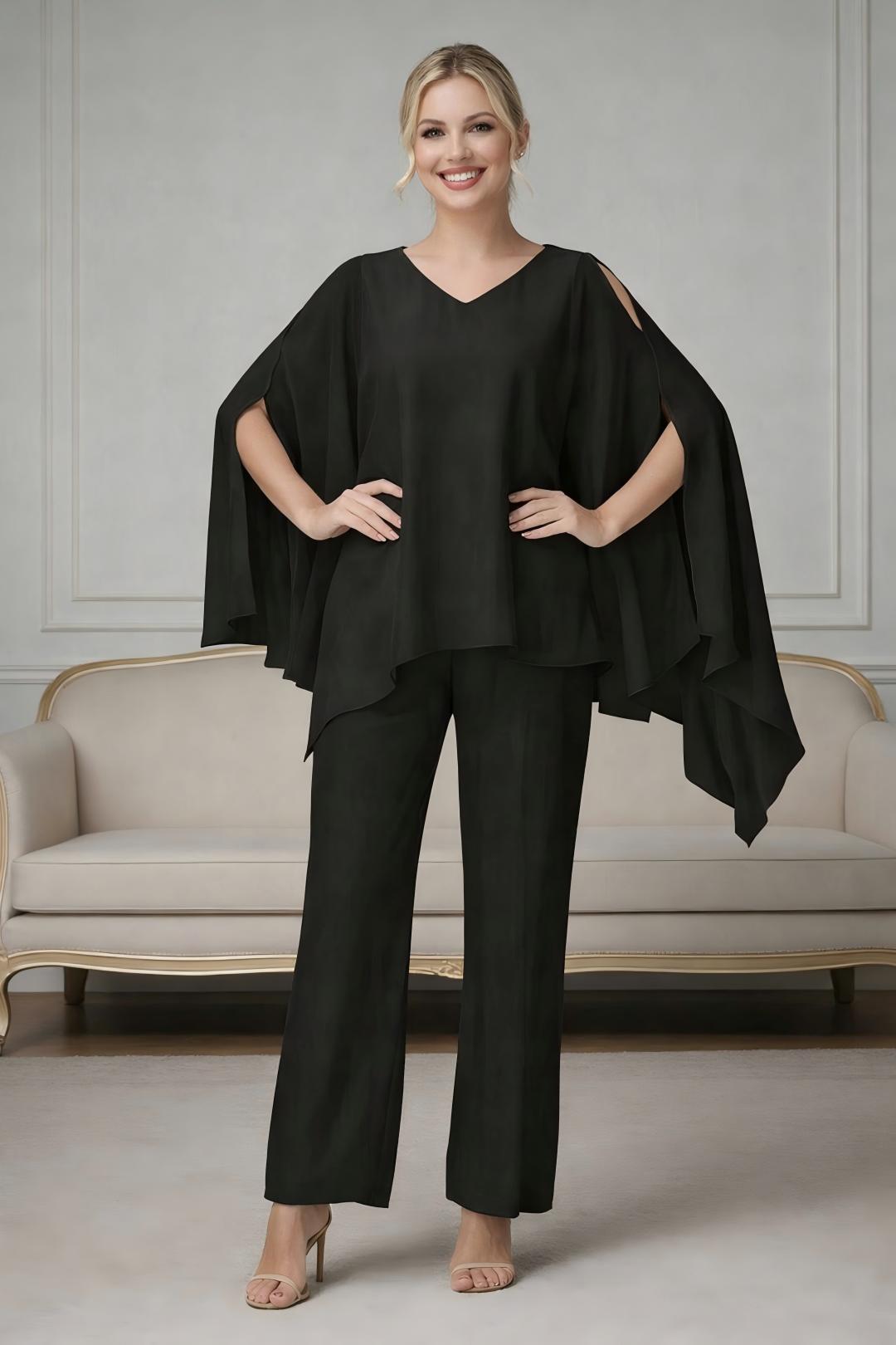 Ensemble pantalon 2 pièces mousseline mère de la mariée confortable