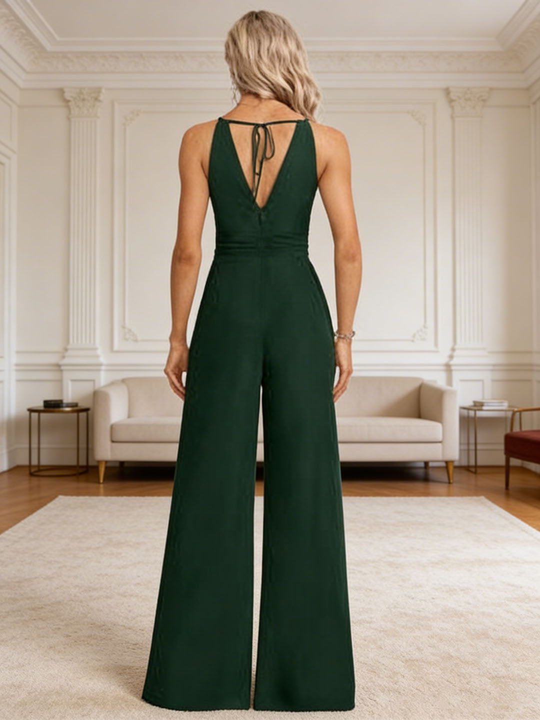 Ensemble pantalon mousseline bleu marine foncé