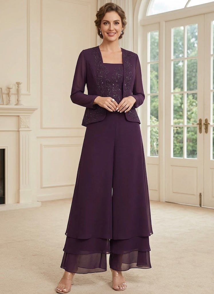 Robes de Mère de la Mariée,Tailleur-pantalon en dentelle à paillettes