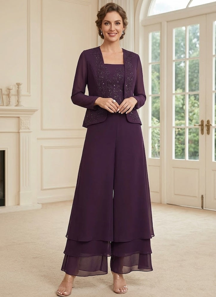 Robes de Mère de la Mariée,Tailleur-pantalon en dentelle à paillettes