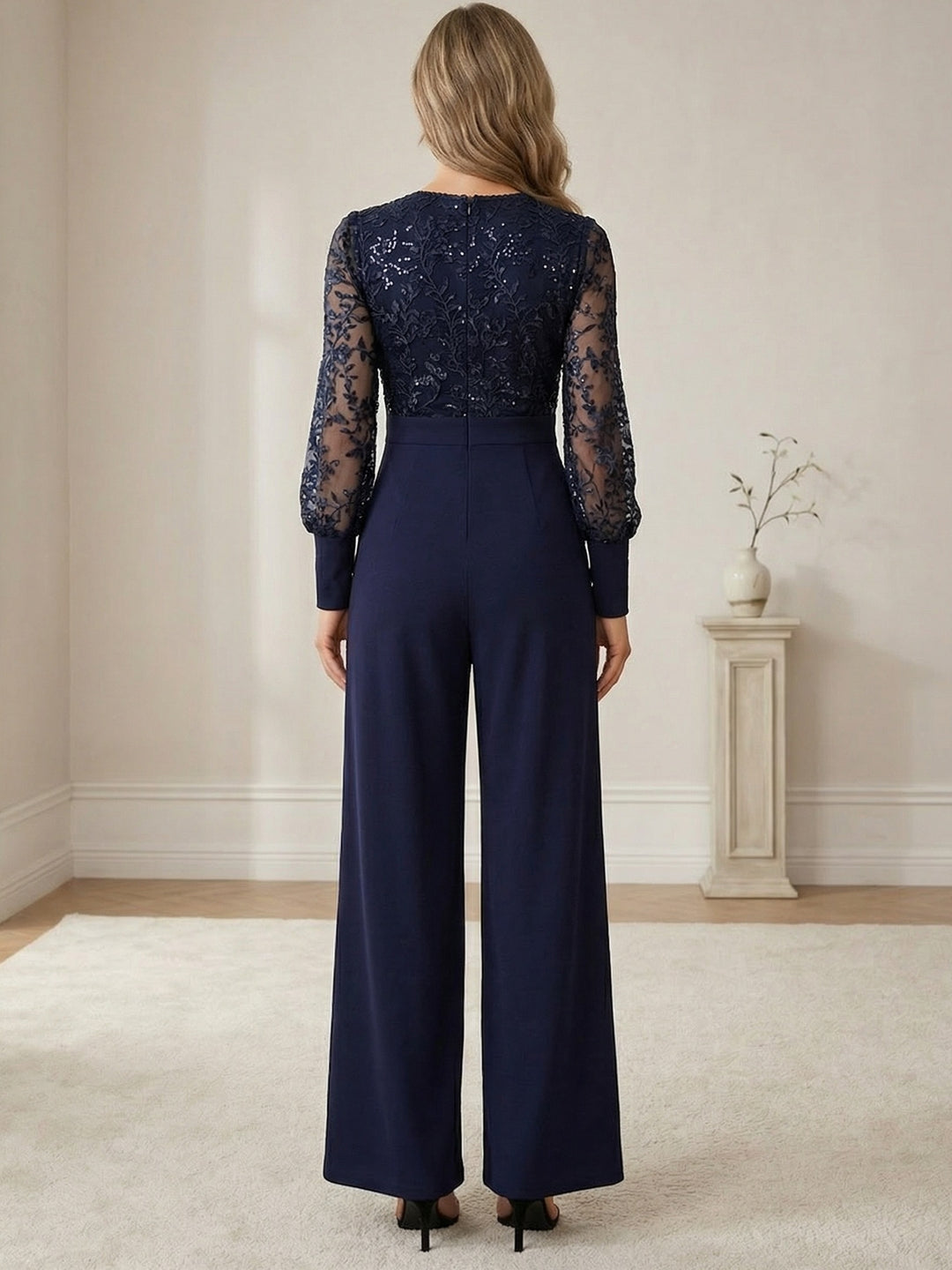 Robes de Mère de la Mariée,Combinaison maxi en dentelle bleue