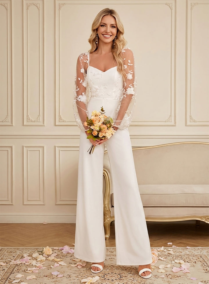 Combinaison maxi en dentelle à fleurs blanches