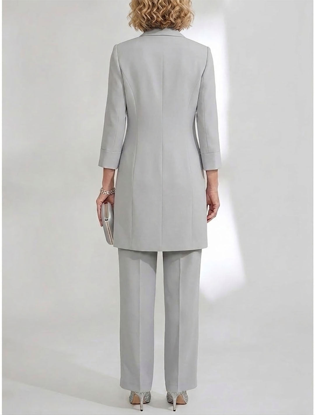 Tailleur-Pantalon en Mousseline de Soie Longueur Cheville pour Mère de la Mariée avec Veste
