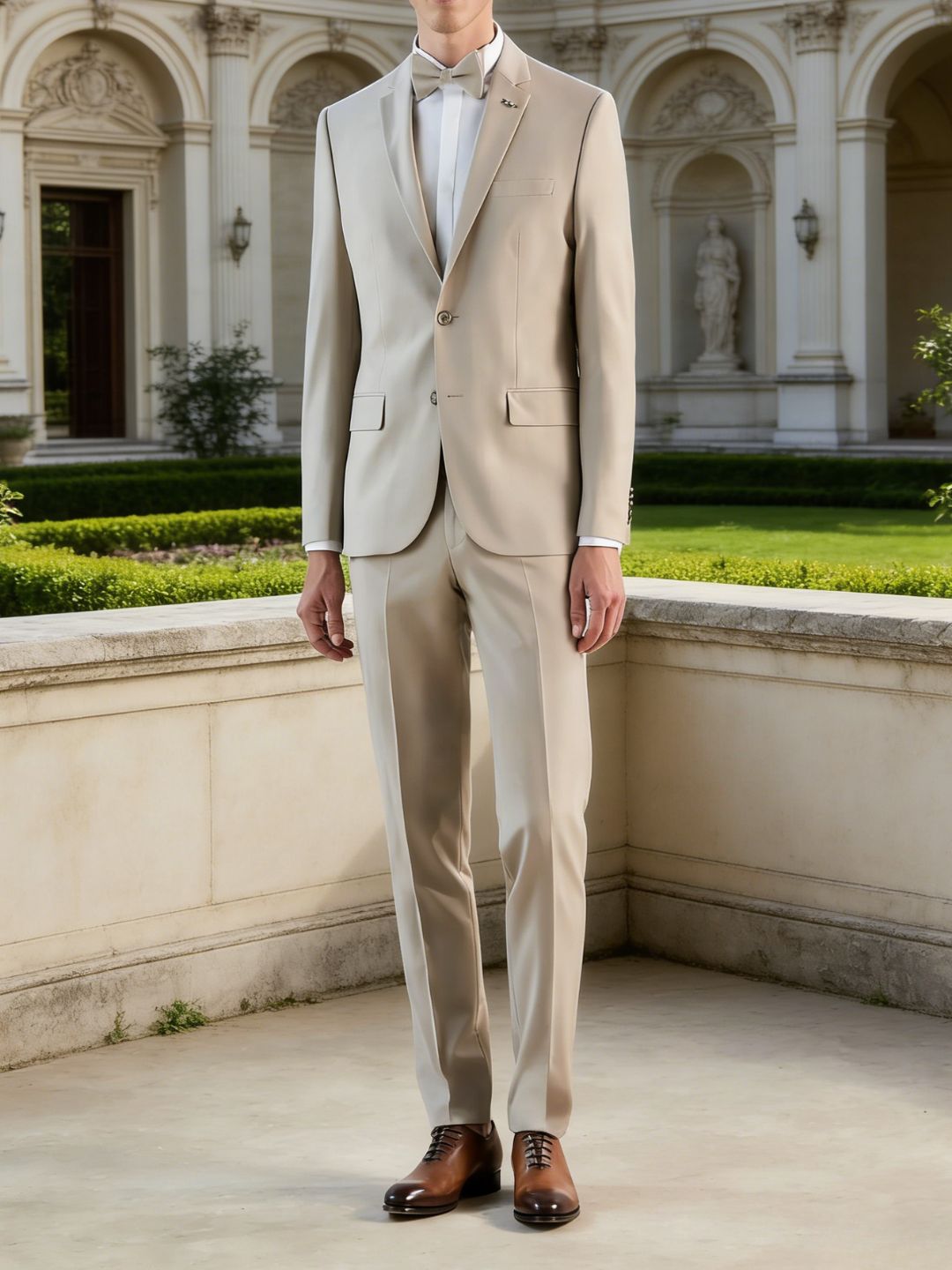 Costume beige à deux boutons