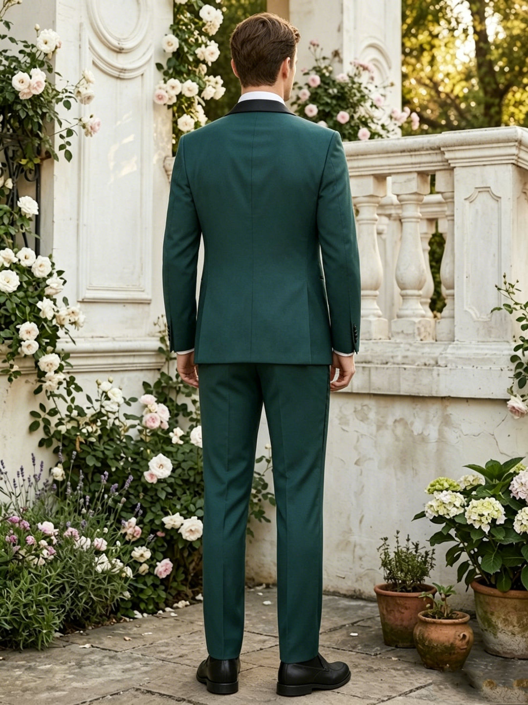 Veste homme de costume, 2 pièces, stretch et anti-rides, vert foncé