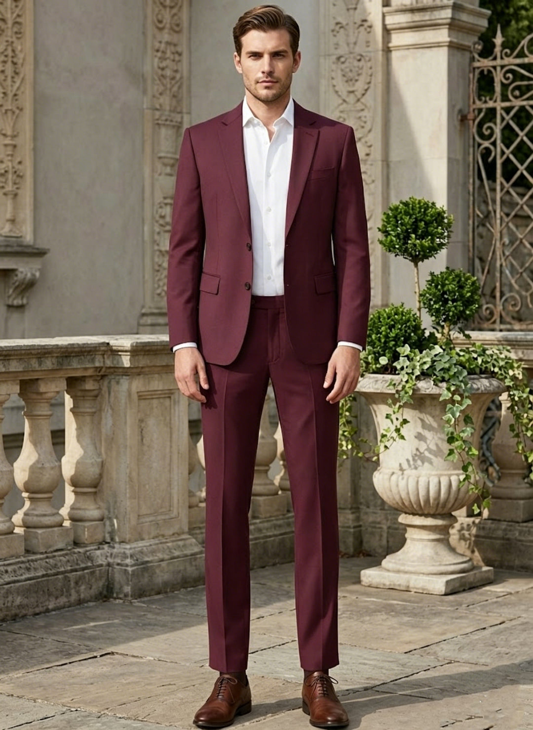 Costume homme 2 pièces, coupe slim, infroissable et extensible