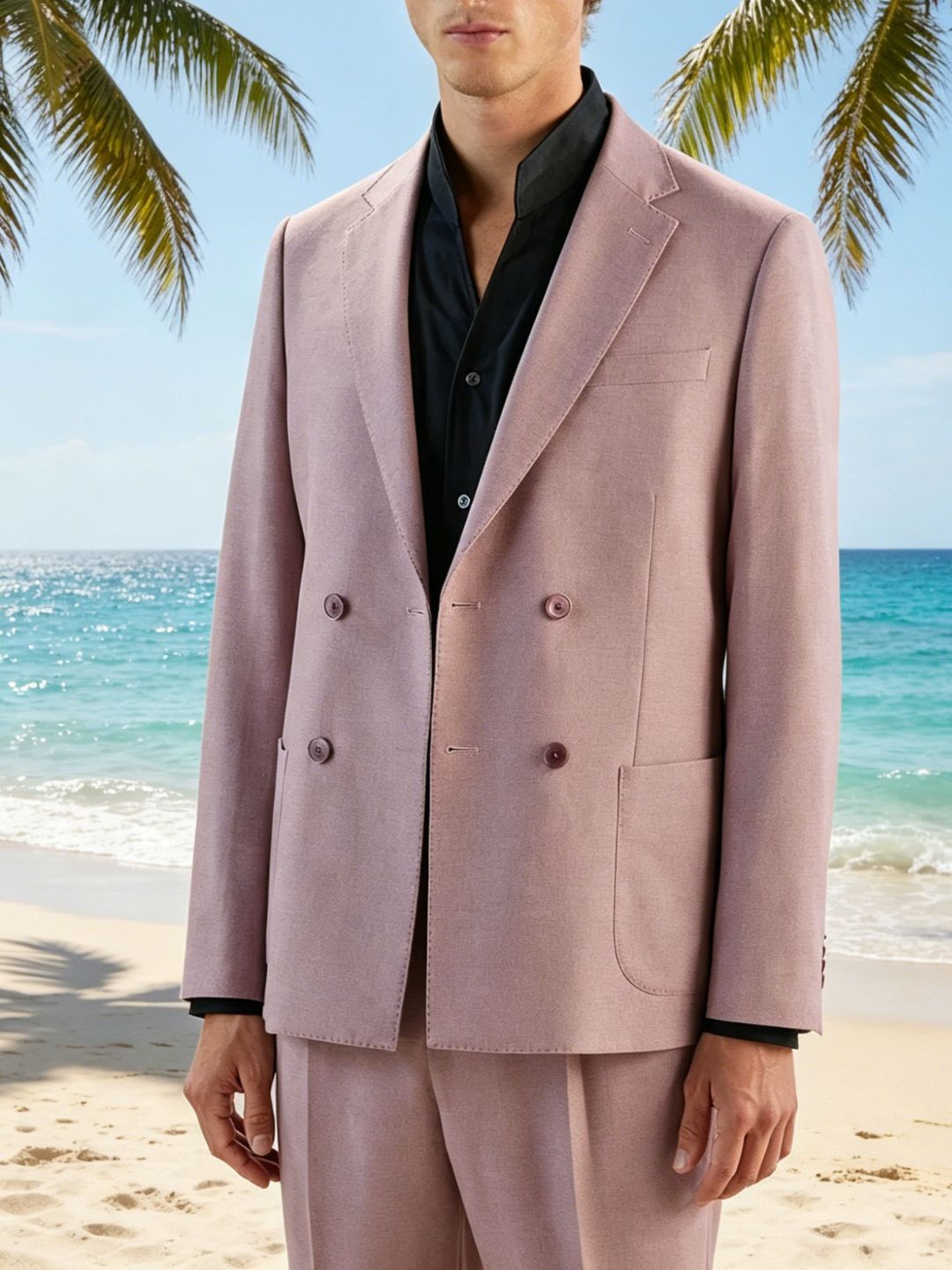 Costume homme 2 pièces, violet à double boutonnage