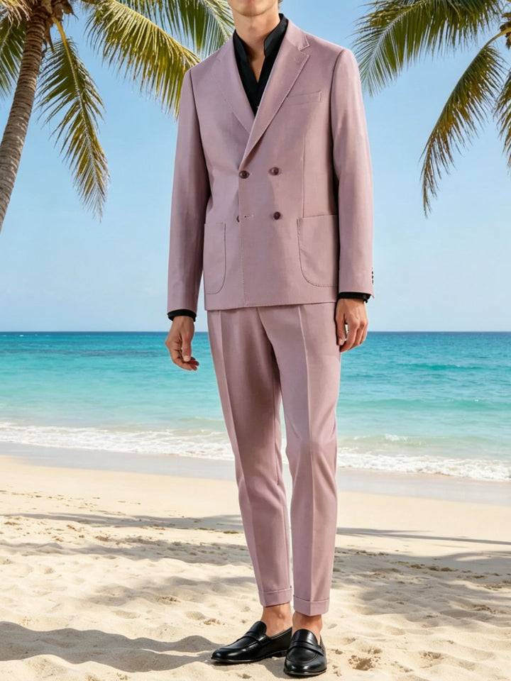 Costume homme 2 pièces, violet à double boutonnage