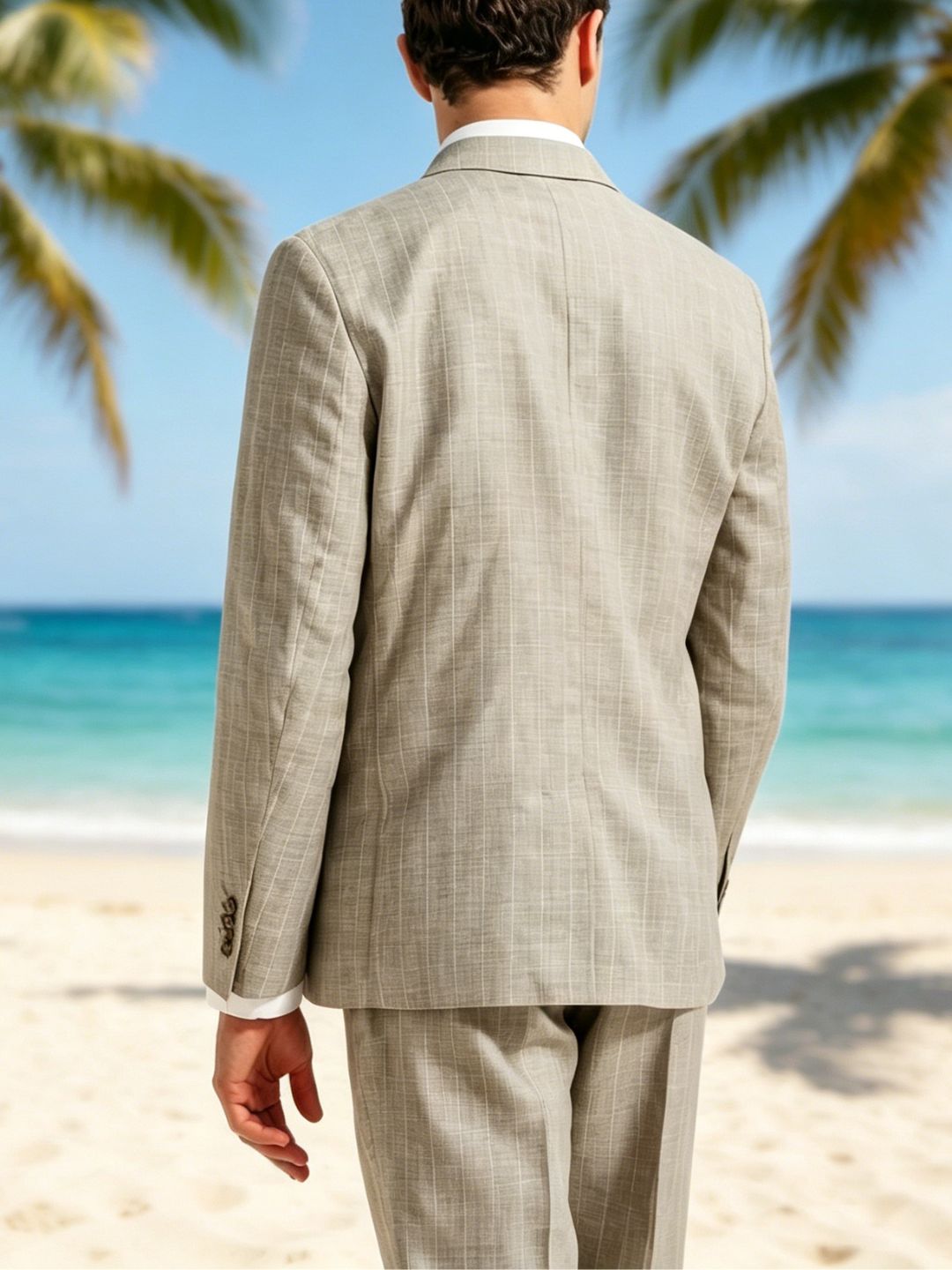 Costume homme 2 pièces beige croisé confort
