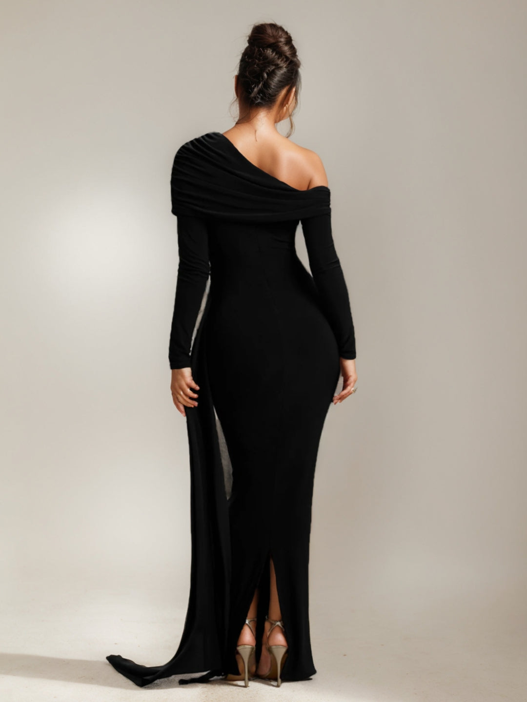 Trompette/Sirène Robe de Soirée à Col Asymétrique Longueur du Sol avec Drapé