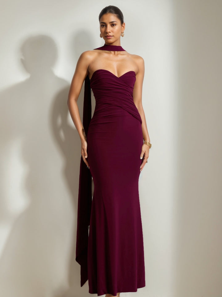 Trompette/Sirène Robe de Soirée Décolleté en cœur Sans Manches avec Foulard