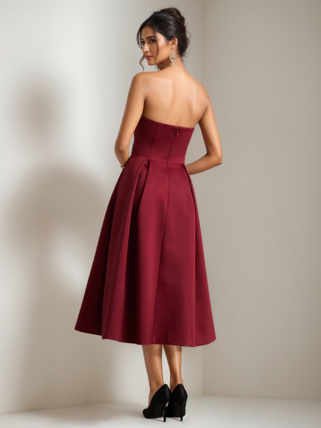 Ligne A/Princesse Robe de Soirée Décolleté en cœur Sans Manches Longueur de Thé