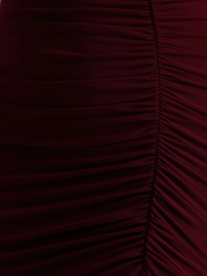 Trompette/Sirène Robe de Soirée avec Décolleté Plongeant Manches Longues Fente Haute