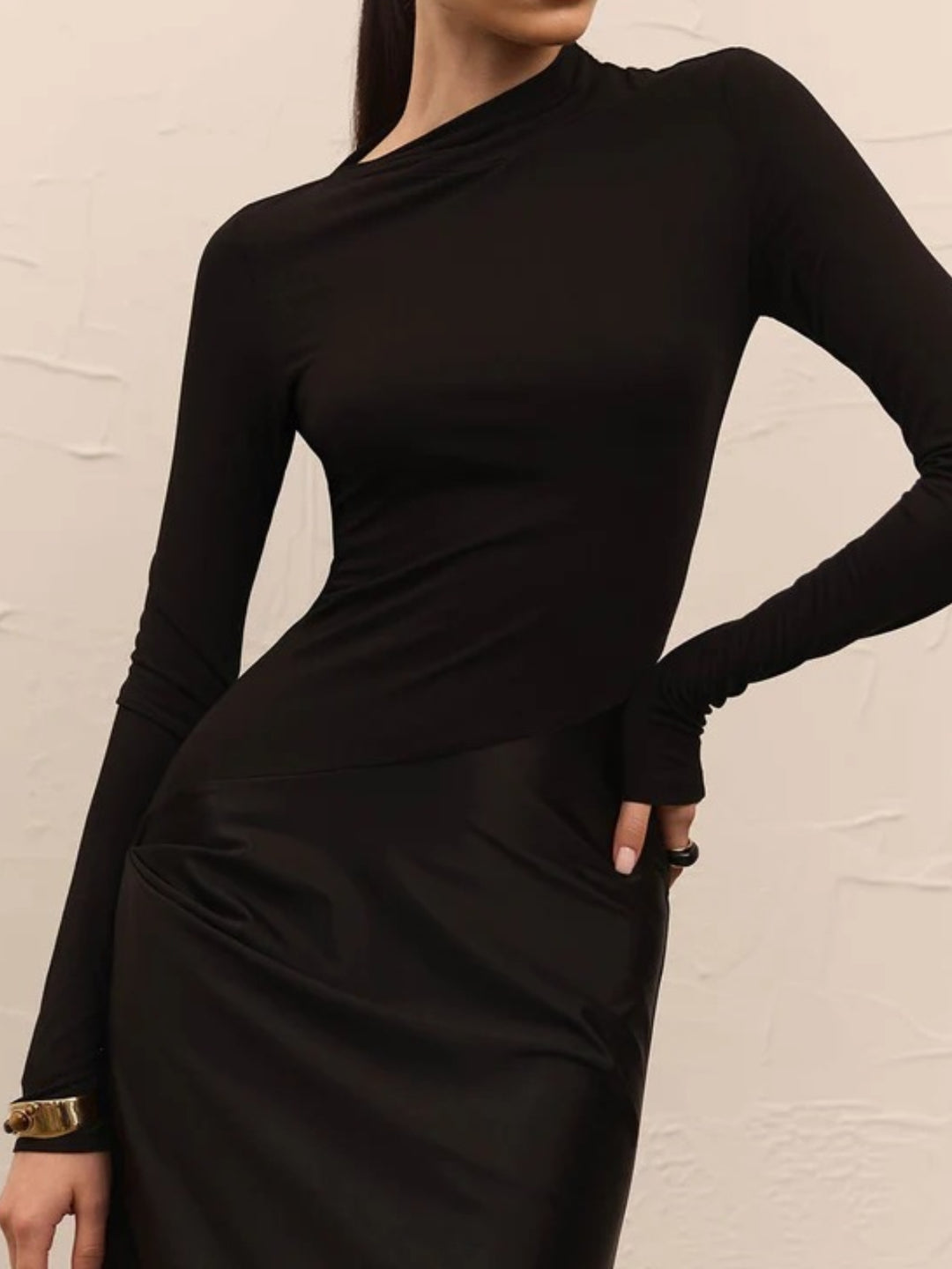 Trompette/Sirène Robe de Soirée Asymétrique ornée de détails Longueur de La Cheville