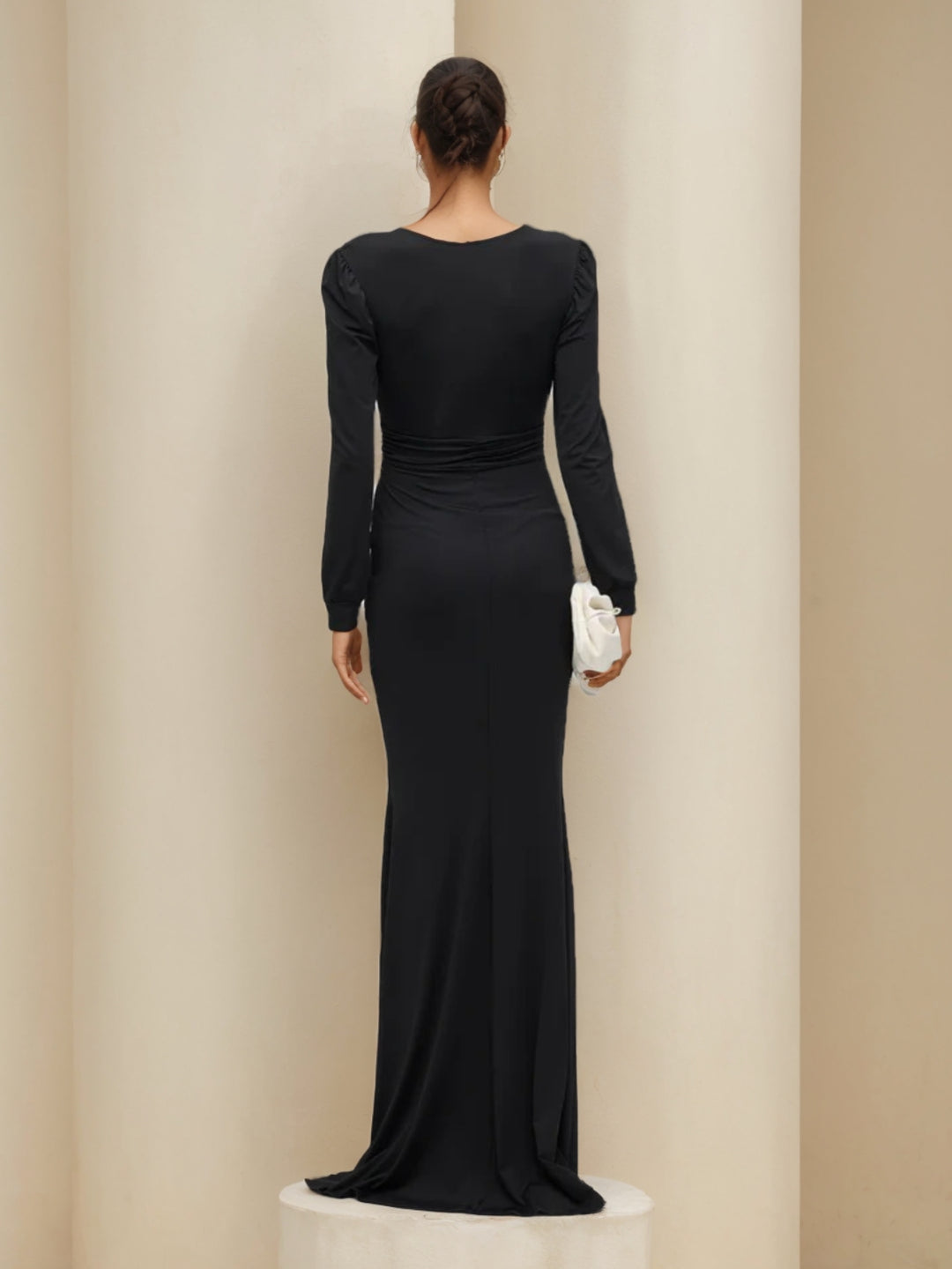 Trompette/Sirène Robe de Soirée Décolleté en V Plongeant avec Détail du Nœud