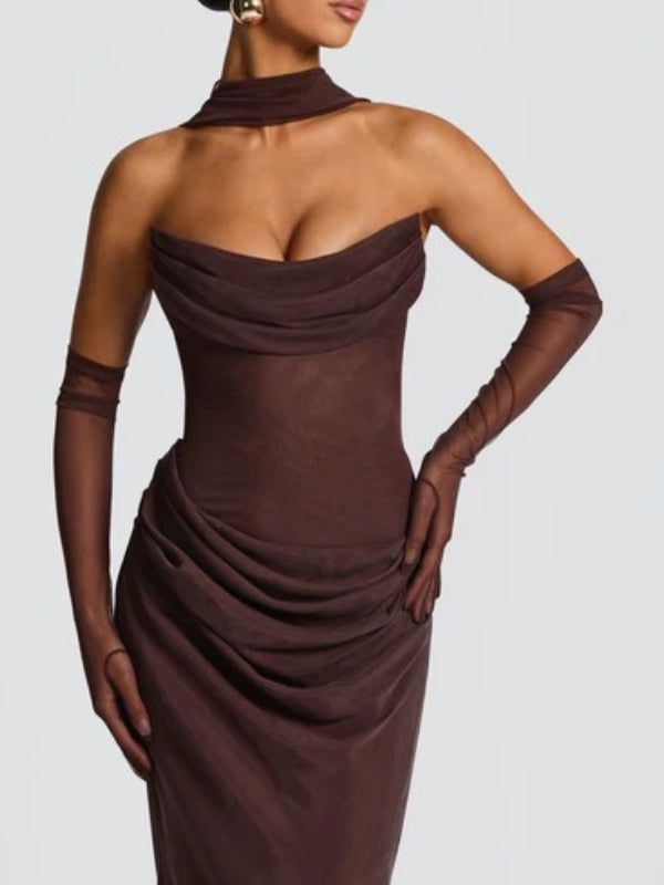 Trompette/Sirène Robe de Soirée Décolleté Drapé longue avec Bustier et Laçage dans le Dos