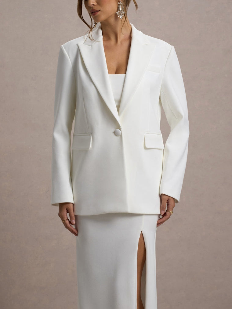 Veste de Costume Droite Col en V avec un Bouton