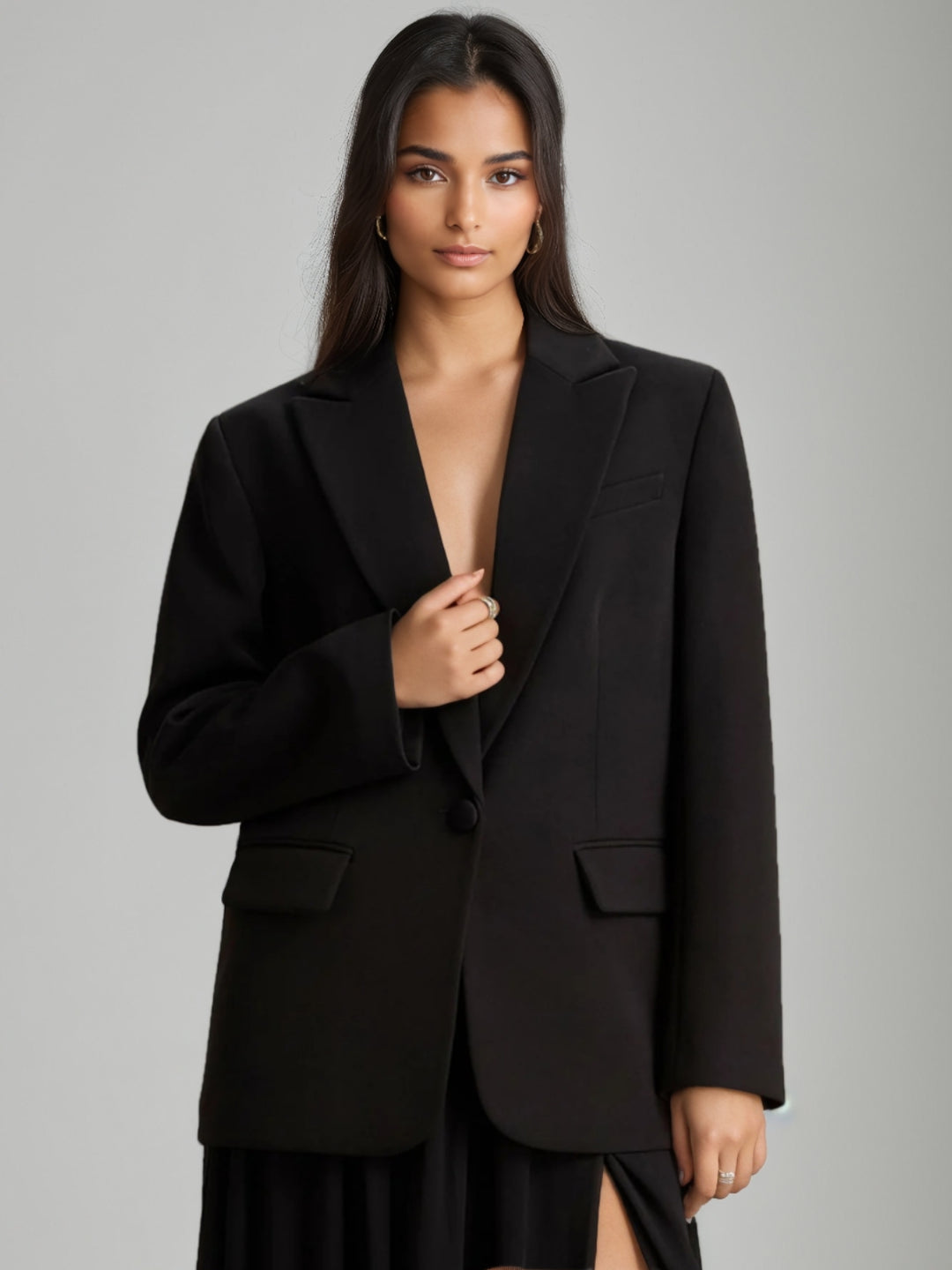 Veste de Costume Droite Col en V avec un Bouton