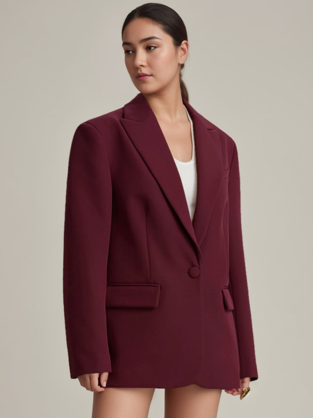 Veste de Costume Droite Col en V avec un Bouton