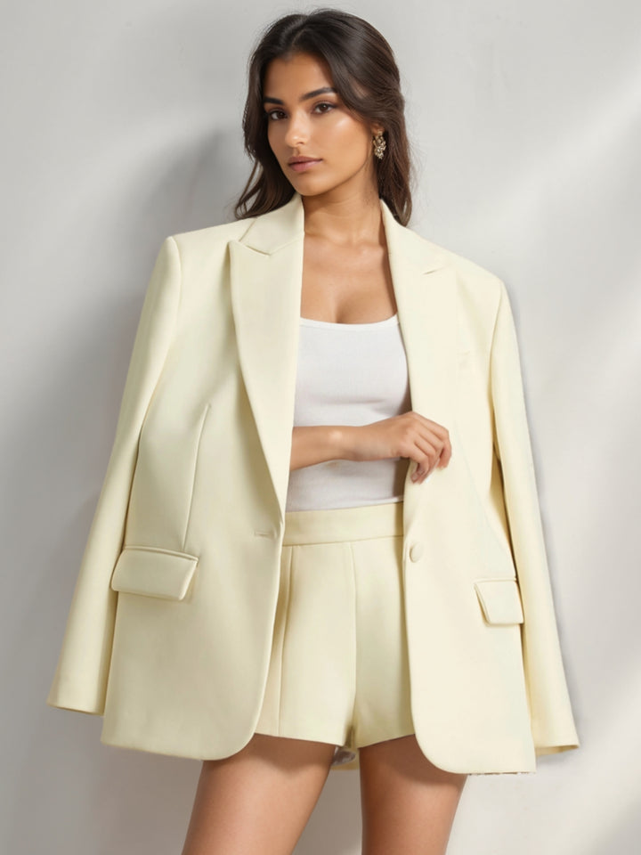 Veste de Costume Droite Col en V avec un Bouton