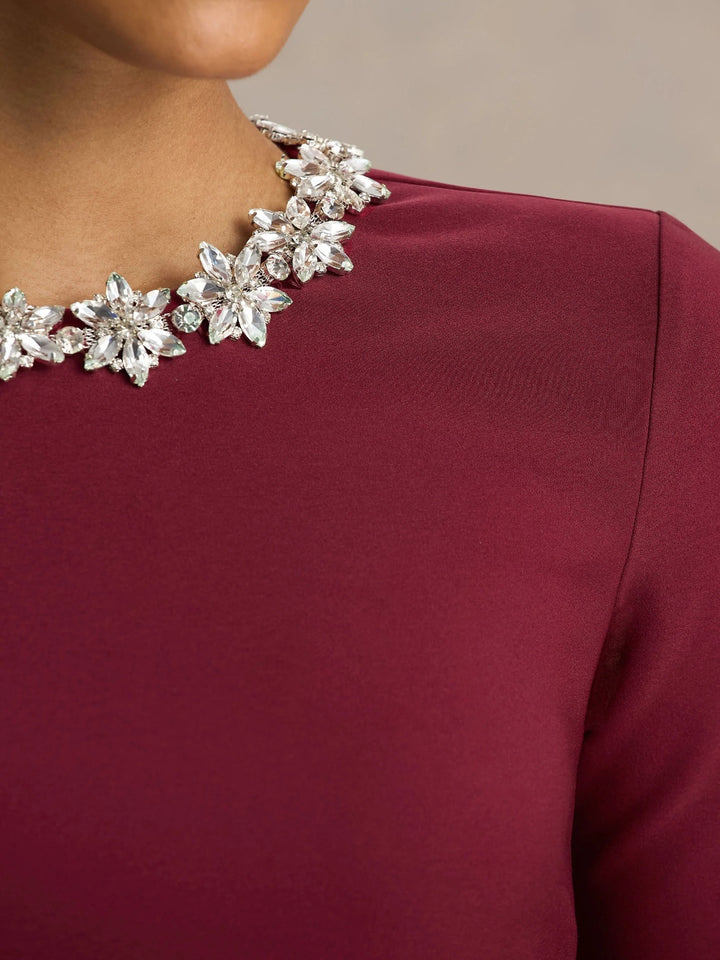 Ligne A/Princesse Robe Col Rond Orné Longueur de Thé Manches Longues