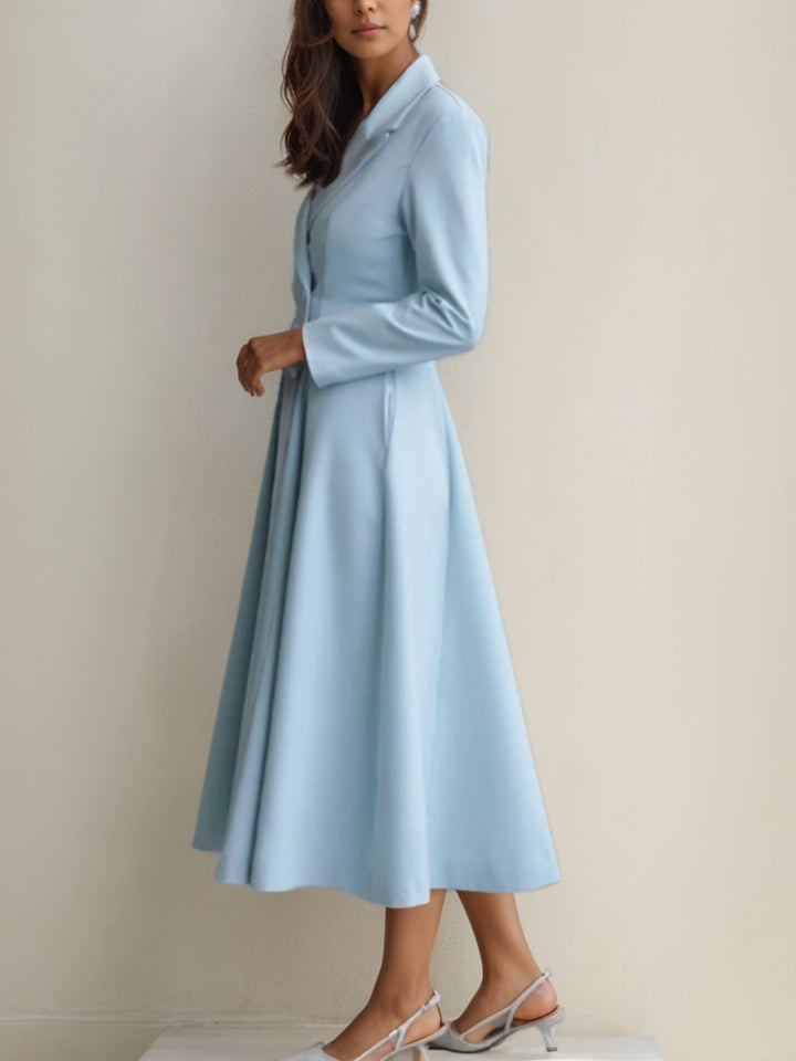 Ligne A/Princesse Robe élégante Col en V Longueur de Thé Manches Longues