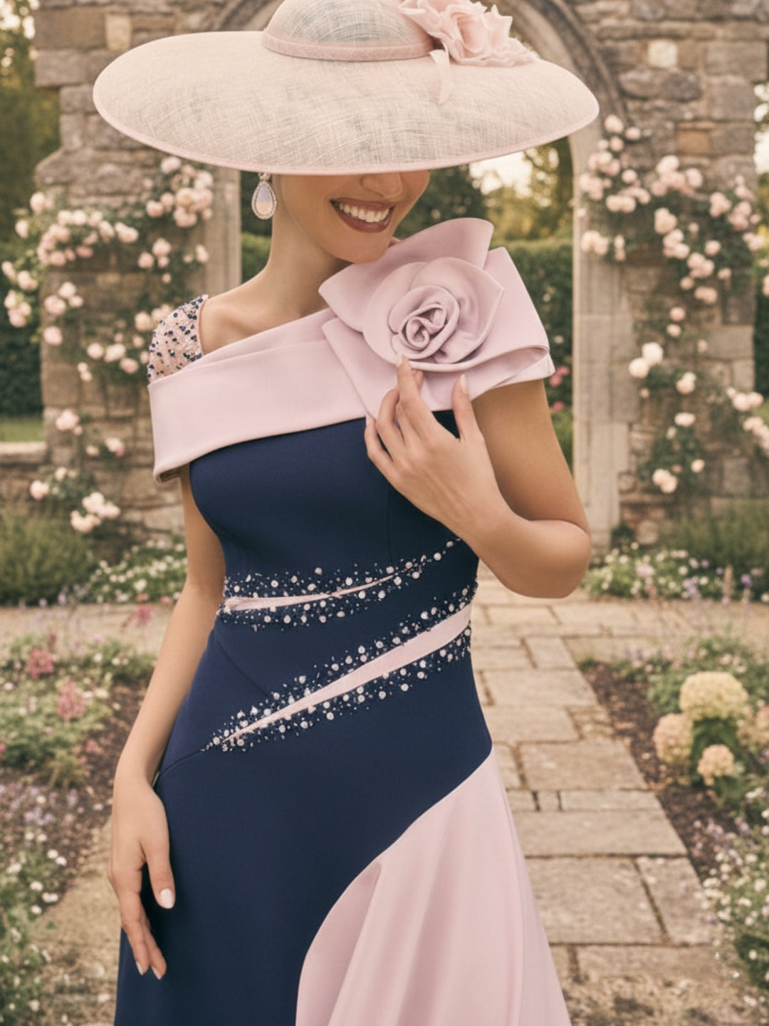 Robes pour mère de la mariée, coupe A ou princesse, longueur cheville, asymétriques, avec fleurs 3D
