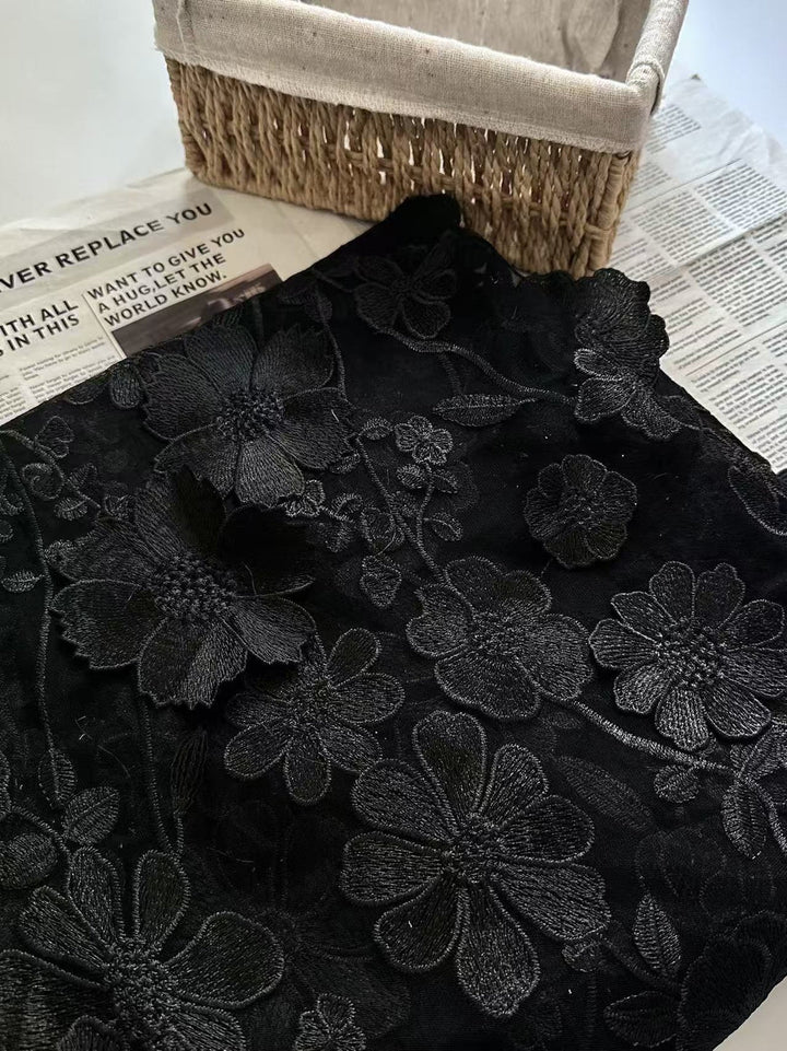 Robe mère de la mariée ligne A, col rond, manches longues, longueur midi, appliques