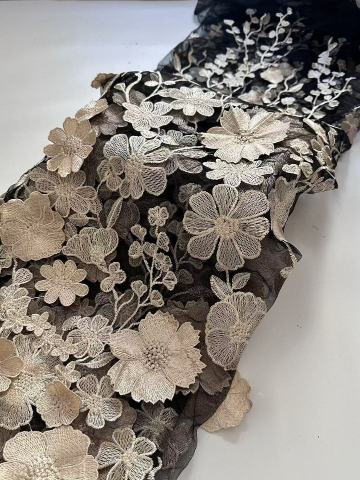 Robe mère de la mariée ligne A, col rond, manches longues, longueur midi, appliques