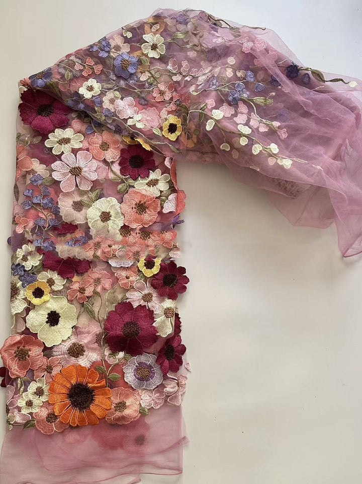 Robe mère de la mariée ligne A, col rond, manches longues, longueur midi, appliques