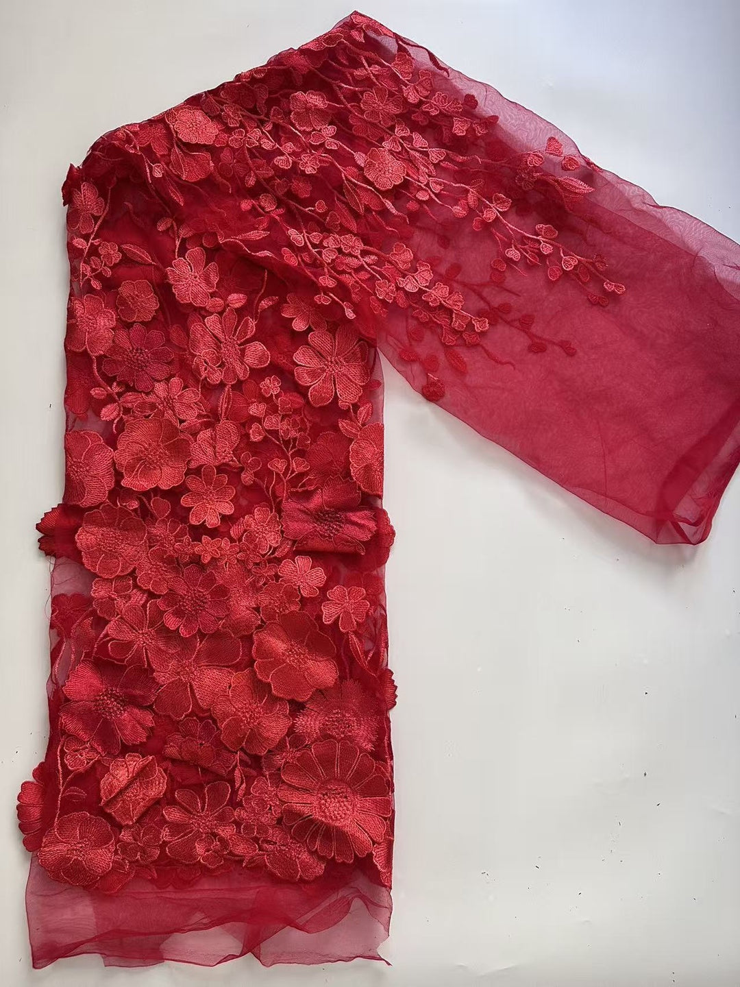 Robe mère de la mariée ligne A, col rond, manches longues, longueur midi, appliques