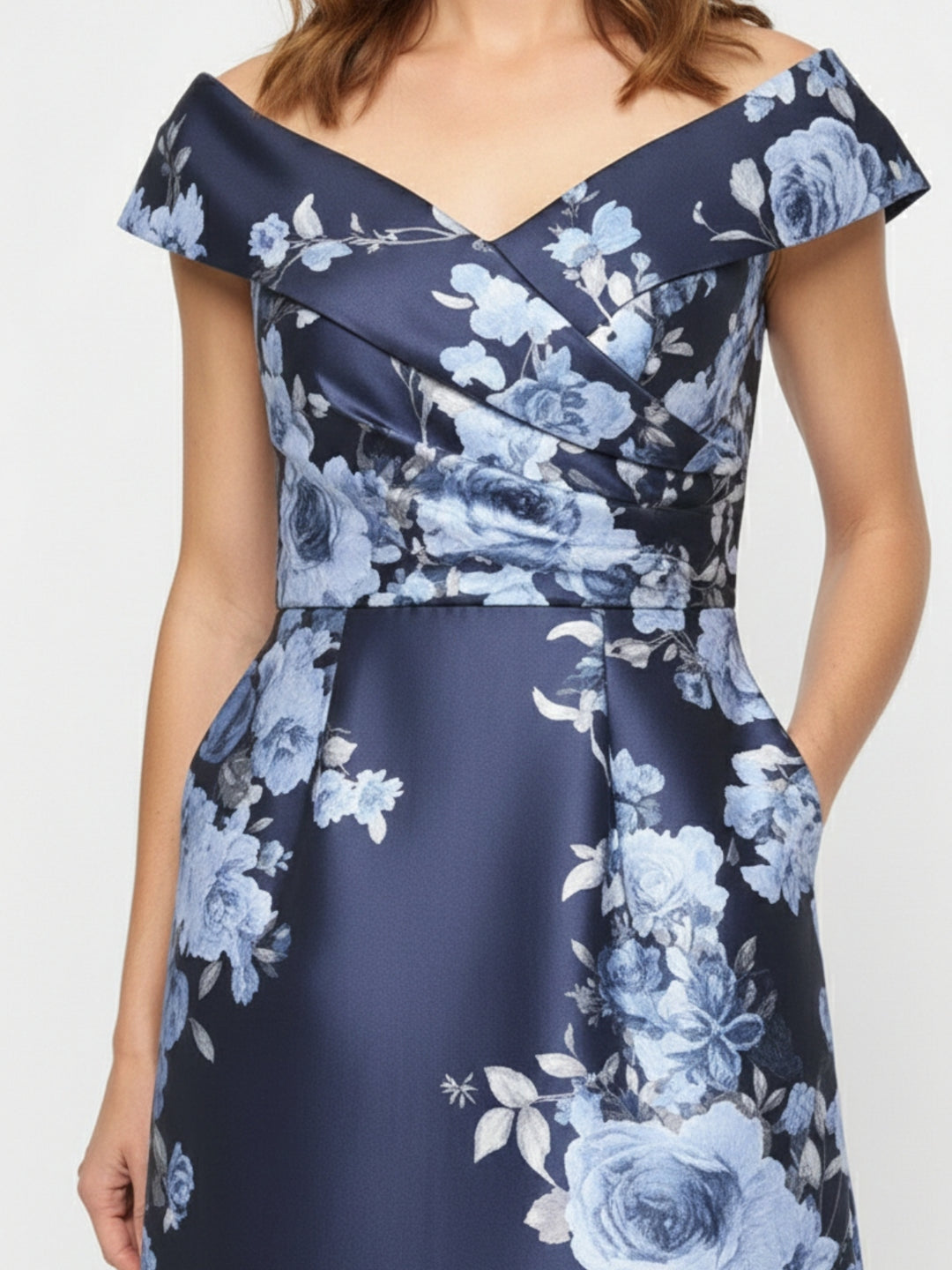 Robe mère de la mariée ligne A, manches tombantes, sans manches, longueur cheville, imprimé floral