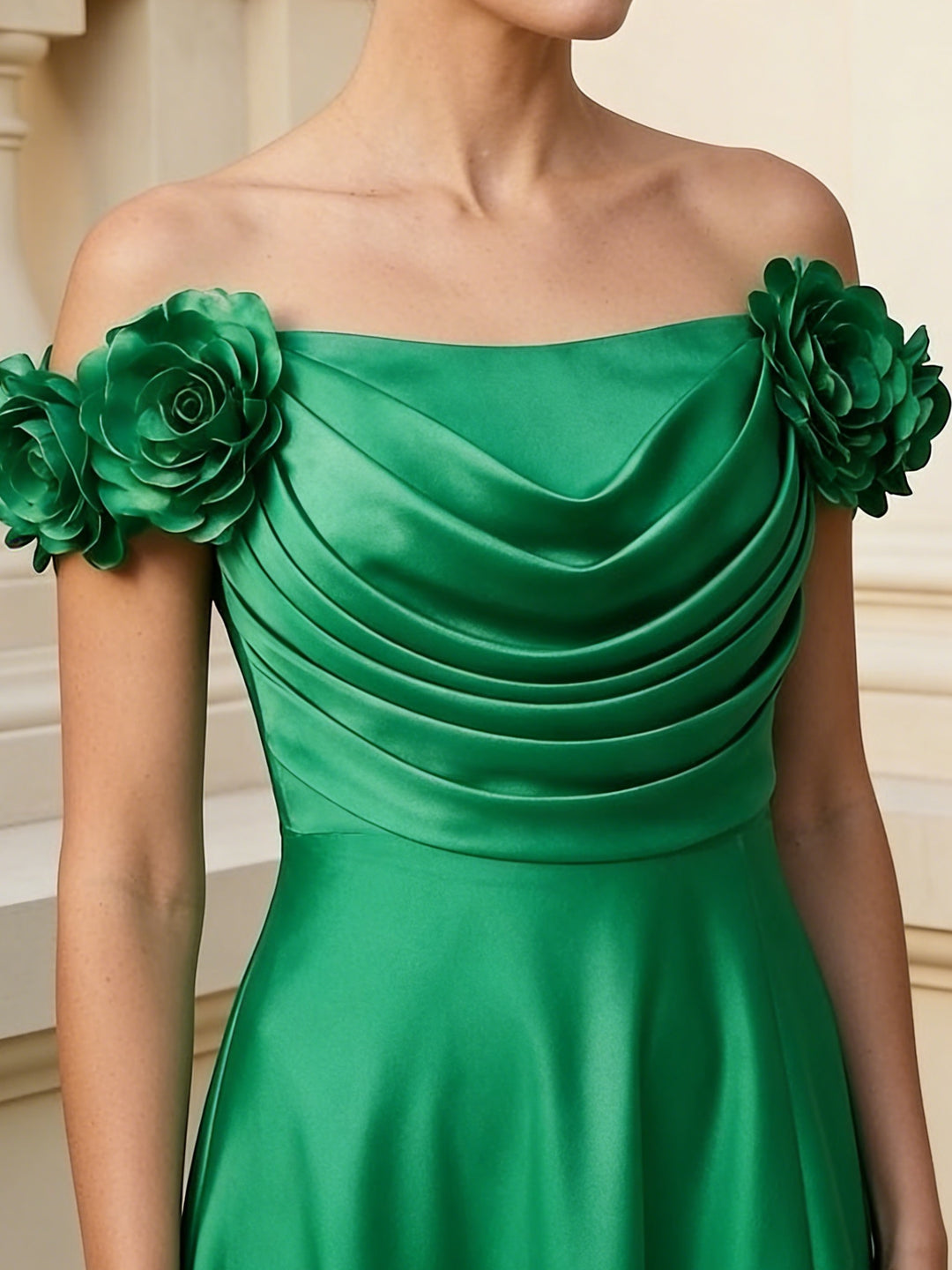 Robe Ligne A/Princesse, Hors de l'Épaule, pour mère de la mariée, longueur du Sol, Sans Manches