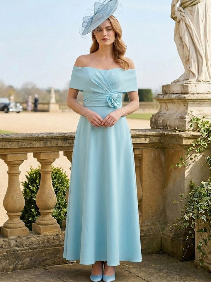 Robe Ligne A/Princesse, Hors de l'Épaule, pour mère de la mariée, longueur de la Cheville, Sans Manches