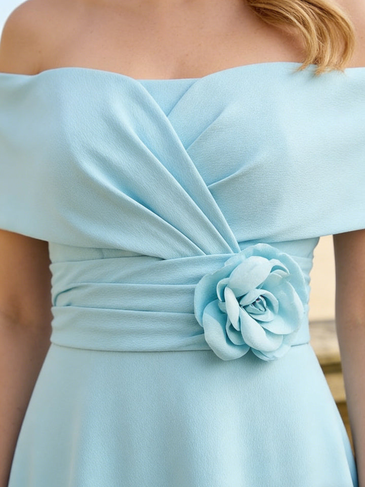 Robe Ligne A/Princesse, Hors de l'Épaule, pour mère de la mariée, longueur de la Cheville, Sans Manches