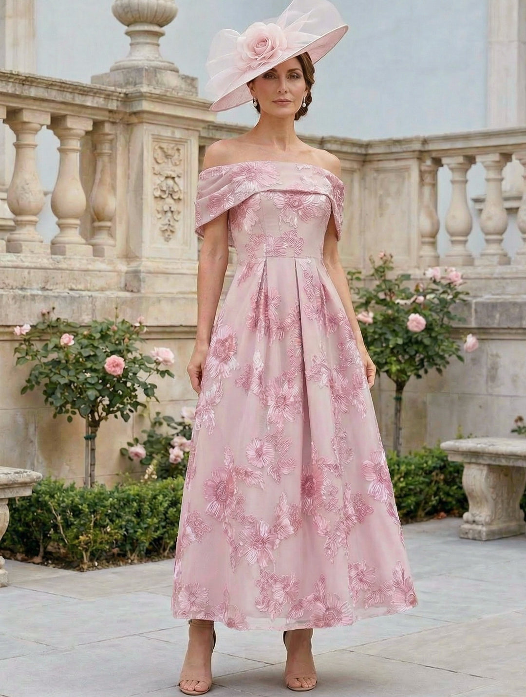 Ligne A/Princesse, Hors de l'Épaul, pour mère de la mariée, longueur de la Cheville,Sans manches, Floral