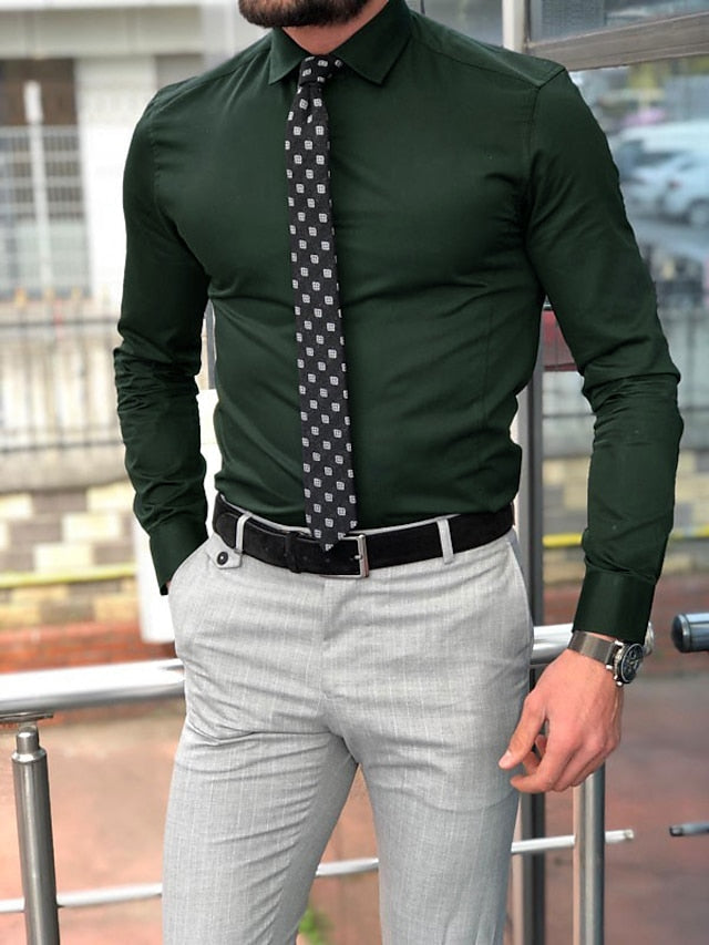 Chemise à Manches Longues en Polyester à Coupe Standard pour Homme